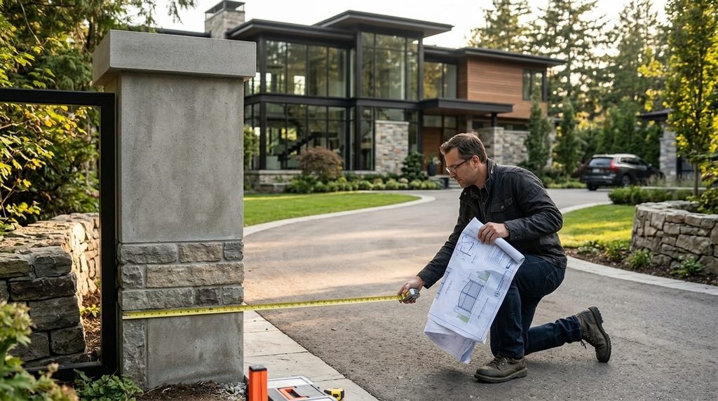 25 Modern Gate Design Ideas to Enhance Your Home's Entrance in 2026 36 Measuring an entrance for a modern gate installation.