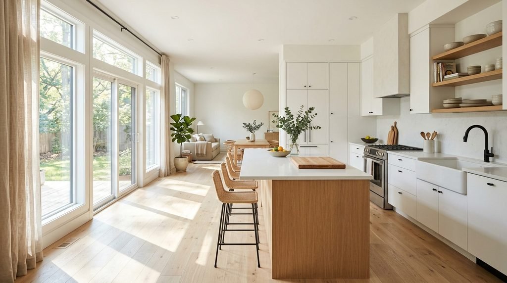 25 Kitchen Design Ideas to Create a Stylish and Functional Space in 2026 27 Light-colored kitchen flooring creating an open feel.