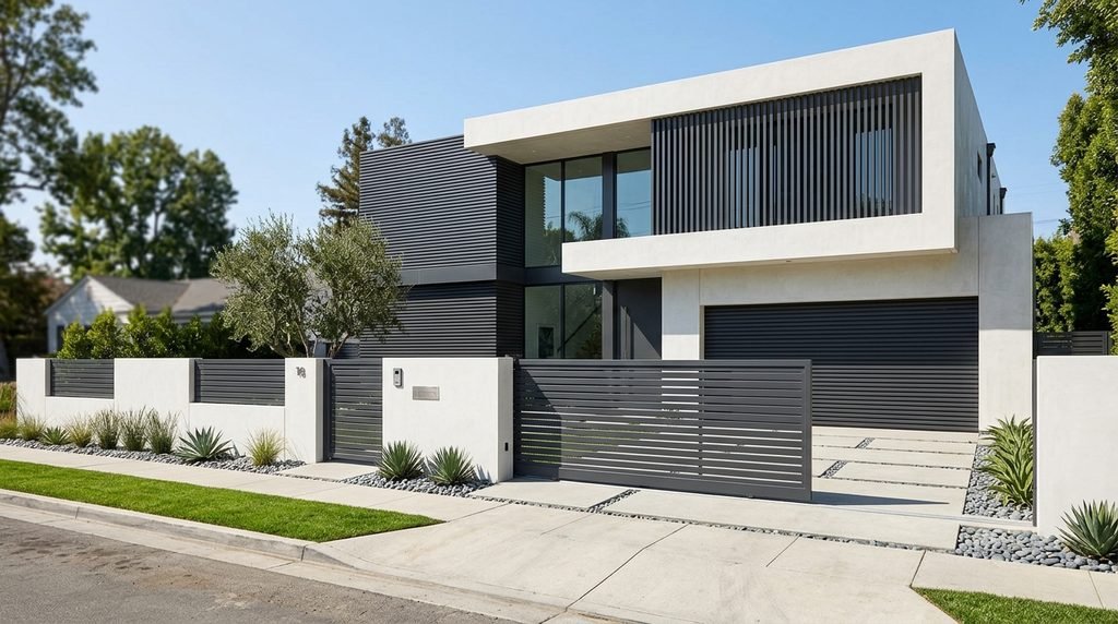 25 Modern Gate Design Ideas to Enhance Your Home's Entrance in 2026 37 Gate designed to match modern home architecture.