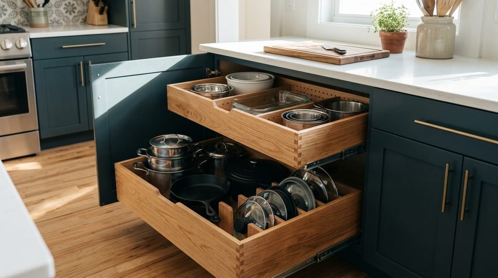 25 Kitchen Design Ideas to Create a Stylish and Functional Space in 2026 20 Pull-out kitchen drawers for better organization