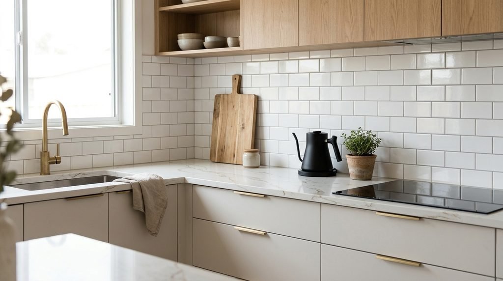 25 Kitchen Design Ideas to Create a Stylish and Functional Space in 2026 22 White subway tile backsplash in a modern kitchen