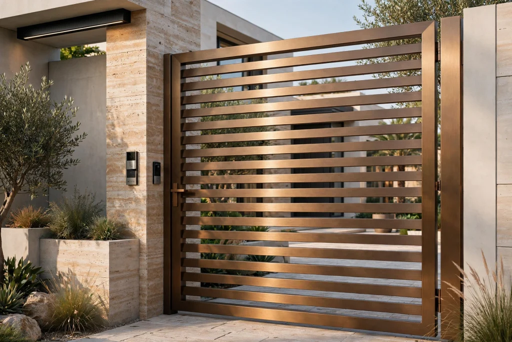 Luxury bronze louvered villa gate