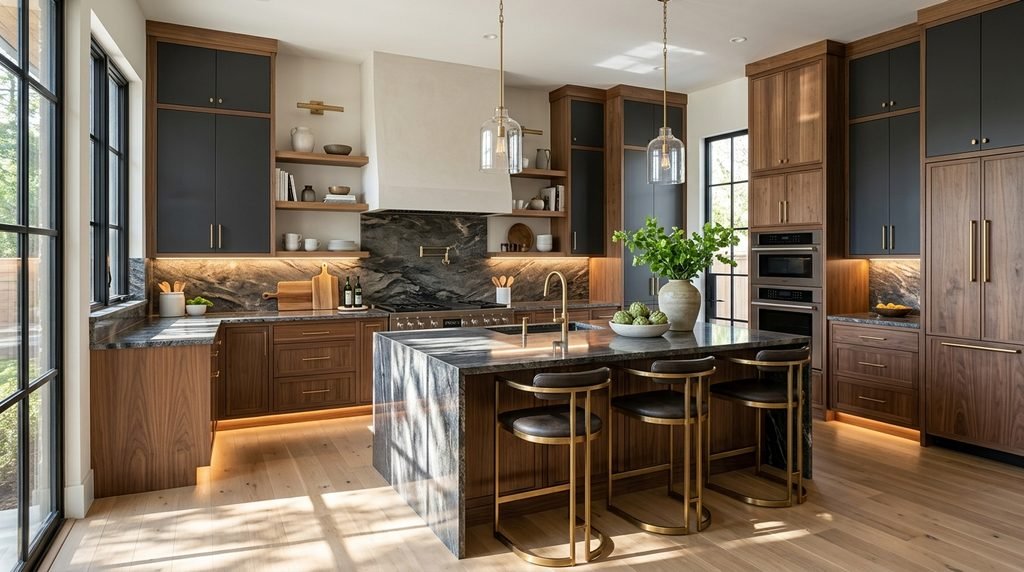 25 Kitchen Design Ideas to Create a Stylish and Functional Space in 2026 14 Elegant granite countertops in a luxury kitchen.
