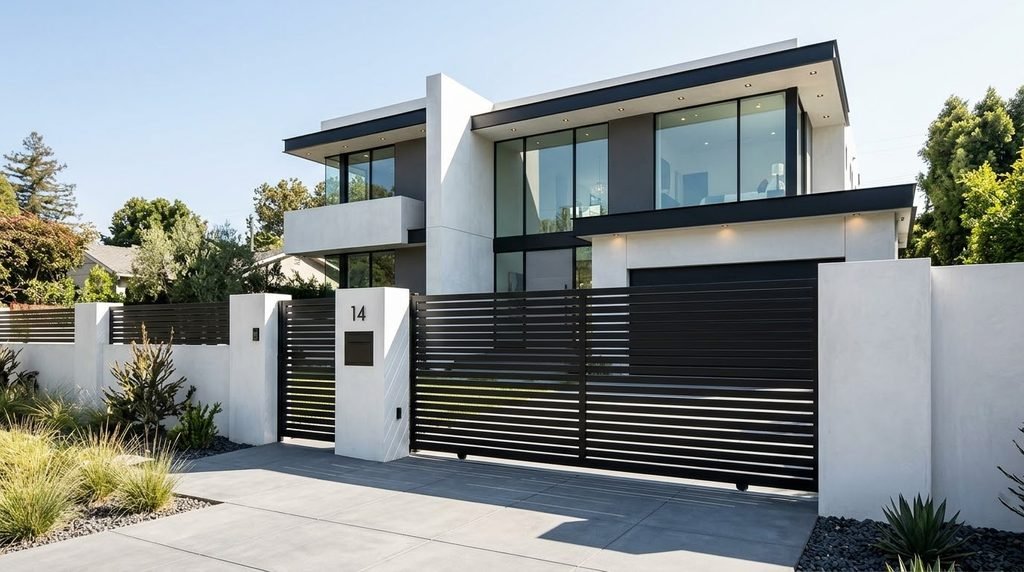 25 Modern Gate Design Ideas to Enhance Your Home's Entrance in 2026 25 Minimalist gate for a modern residence.