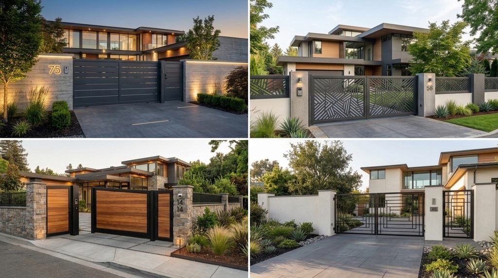 25 Modern Gate Design Ideas to Enhance Your Home's Entrance in 2026 6 Different materials used in modern gate designs.