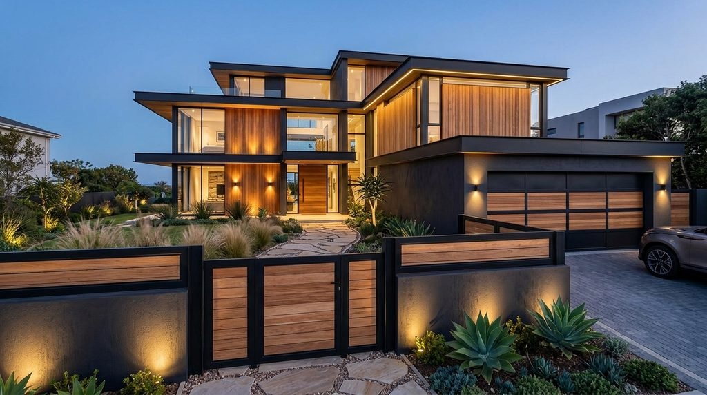 25 Modern Gate Design Ideas to Enhance Your Home's Entrance in 2026 24 Modern gate matching the home's architecture.