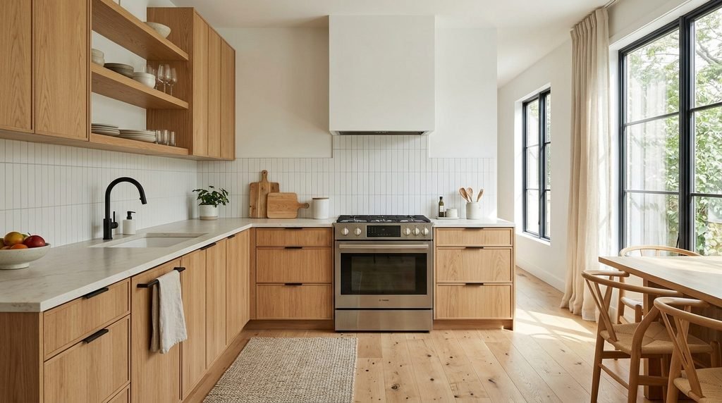 25 Kitchen Design Ideas to Create a Stylish and Functional Space in 2026 36 Scandinavian kitchen with natural wood finishes.