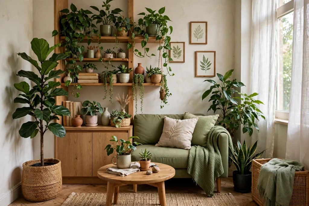  Small living room with indoor plants