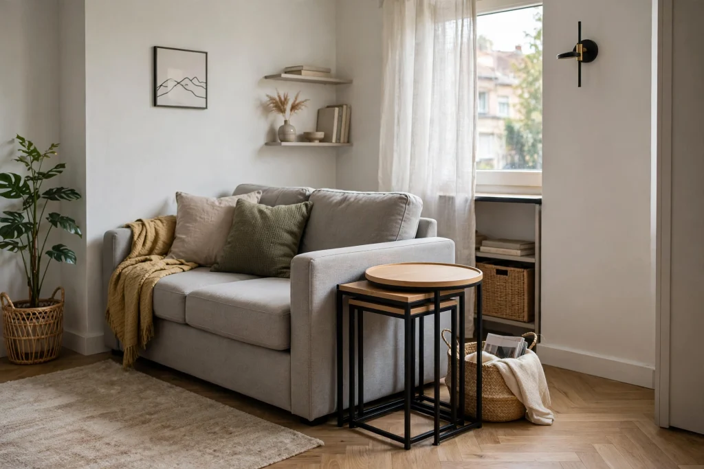 Small living room with nesting side tables