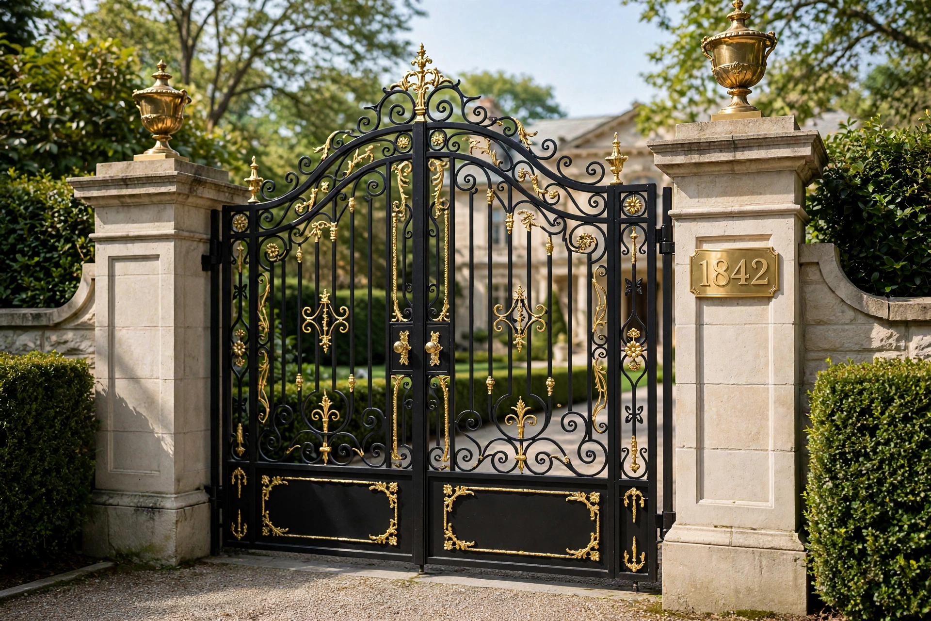 Luxury Black Gate Design: 25 Striking Ideas for a Bold Entrance 5 Black luxury gate with gold accents