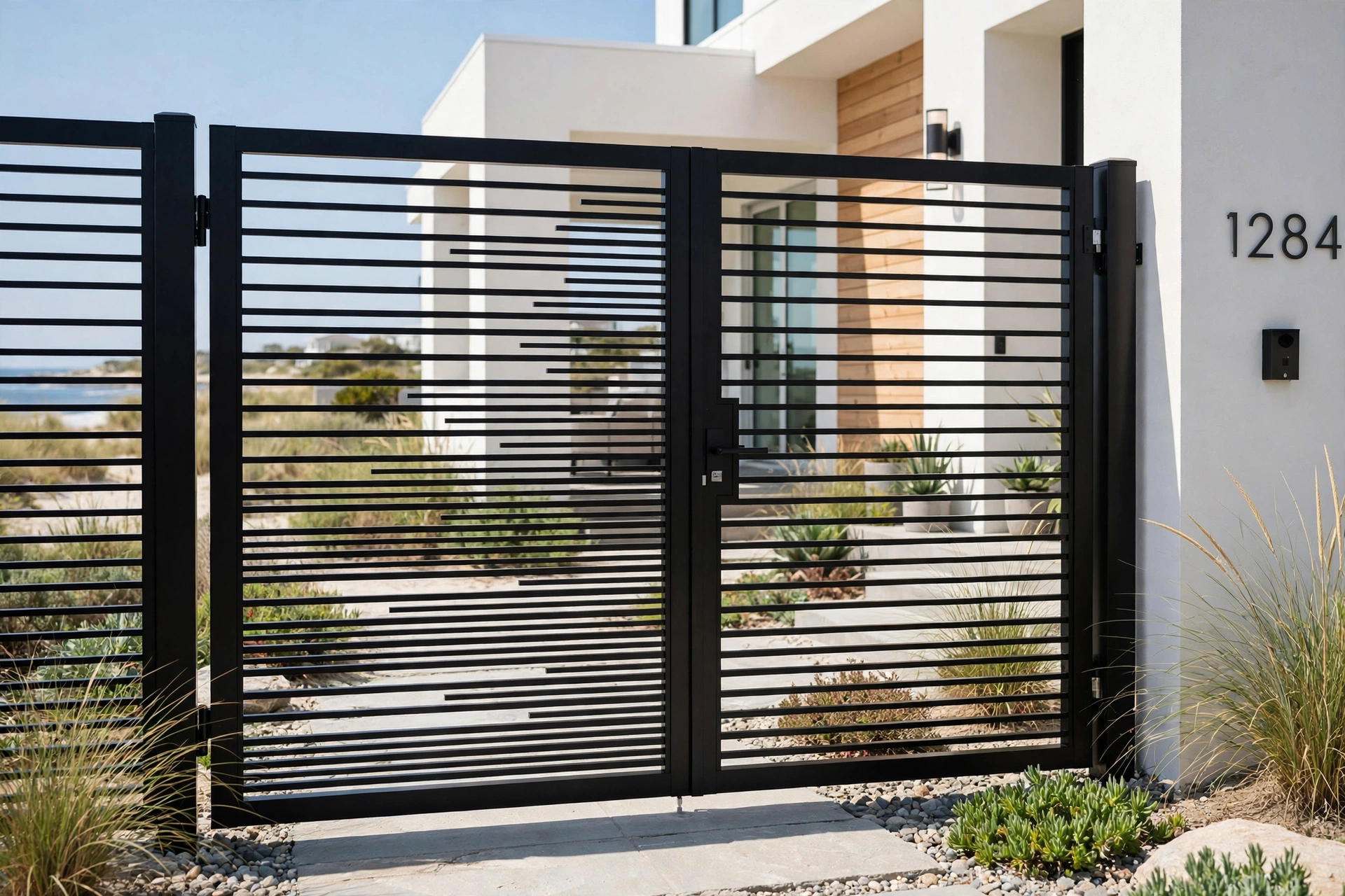 Luxury Black Gate Design: 25 Striking Ideas for a Bold Entrance 19 Black aluminum luxury gate