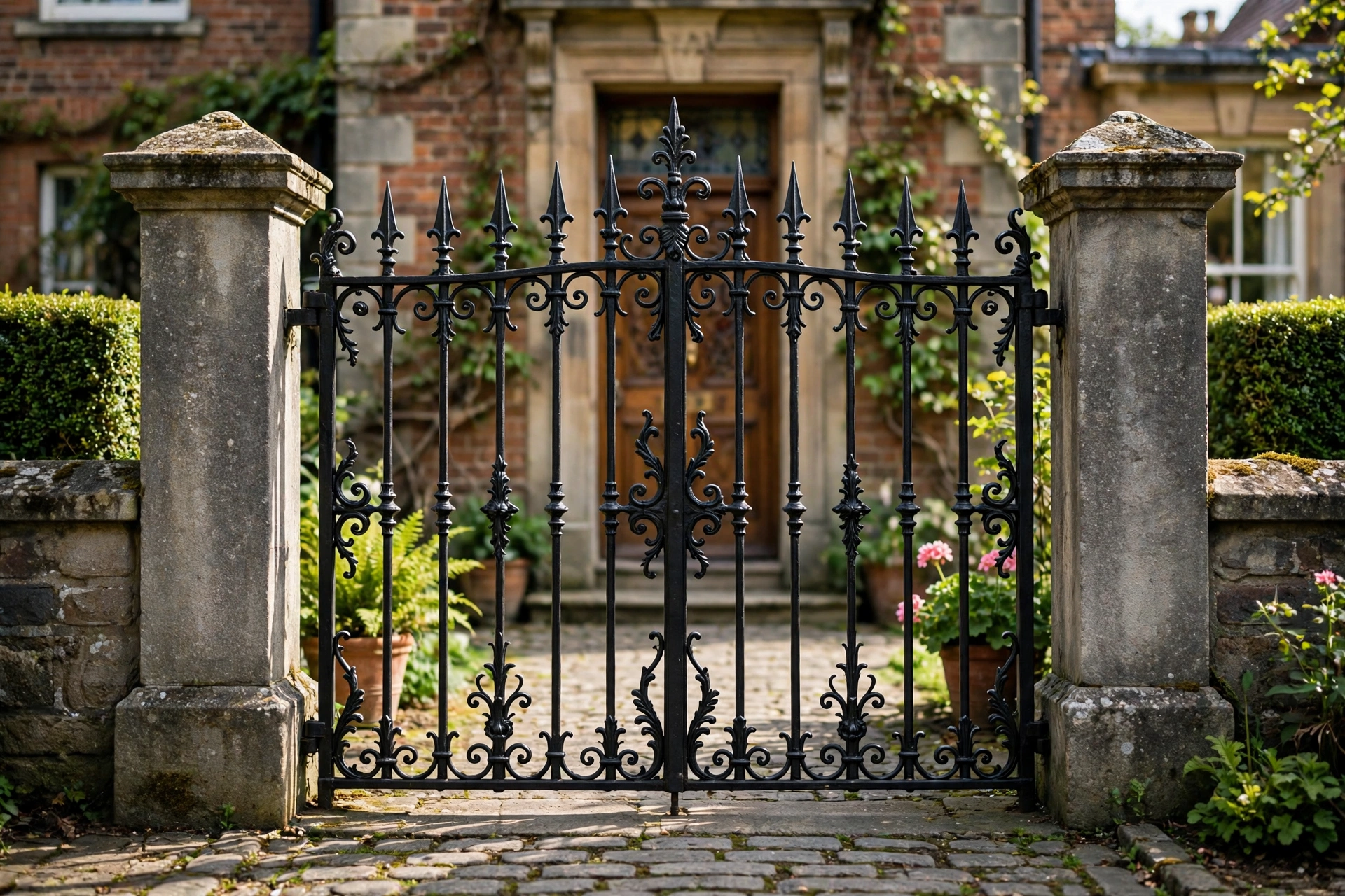 Luxury Black Gate Design: 25 Striking Ideas for a Bold Entrance 21 Traditional spear-top black iron gate