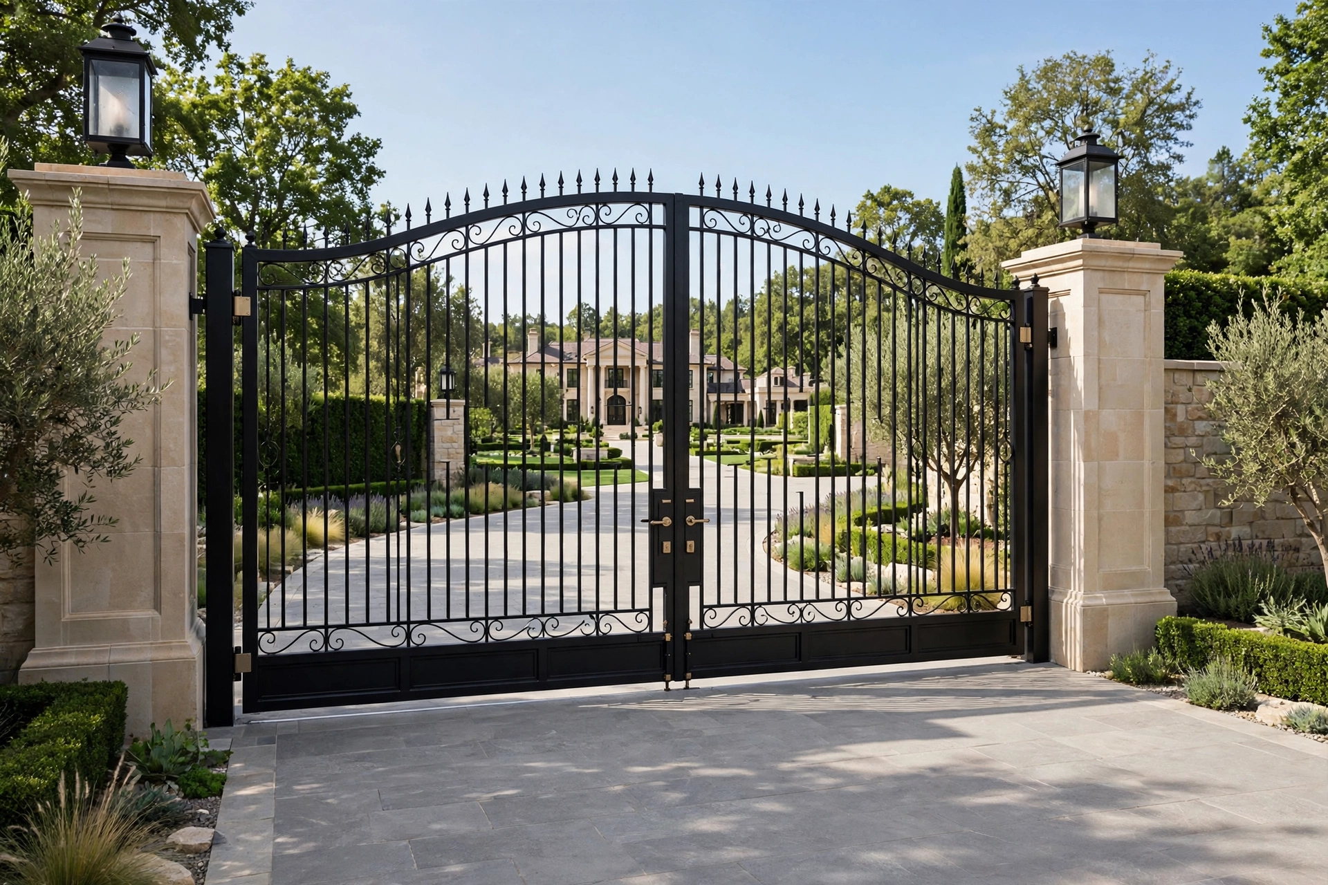 Luxury Black Gate Design: 25 Striking Ideas for a Bold Entrance 23 Wide double driveway black luxury gate