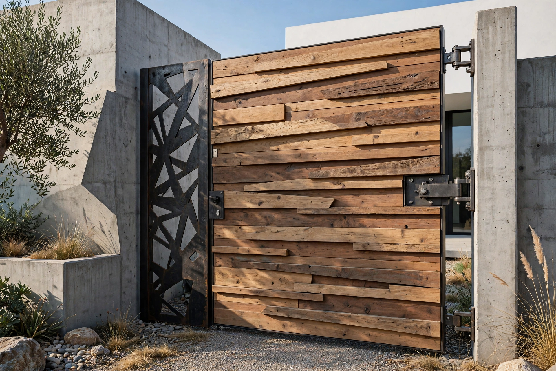 Asymmetric modern main gate design
