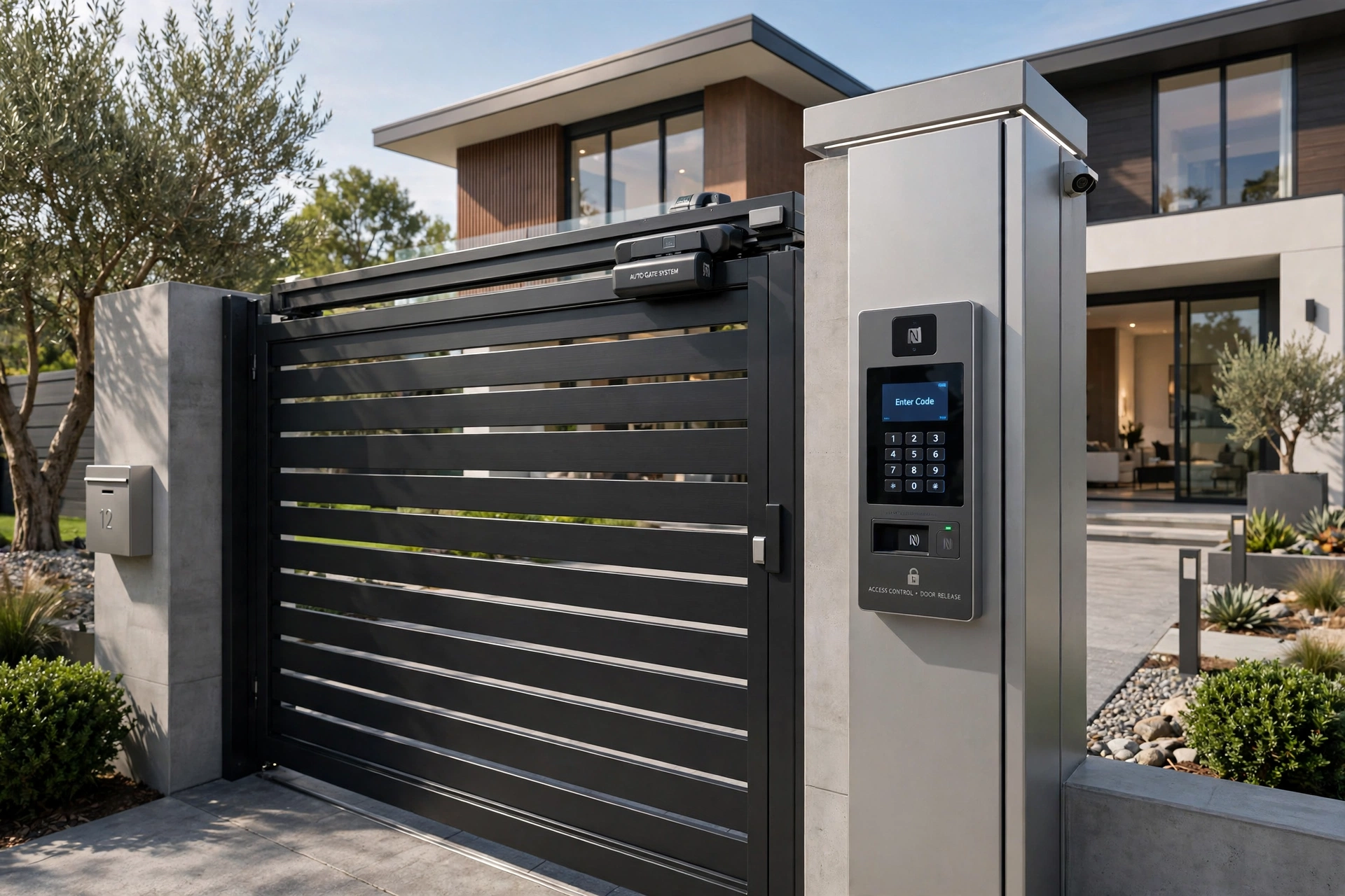 Automated modern main gate with smart controls