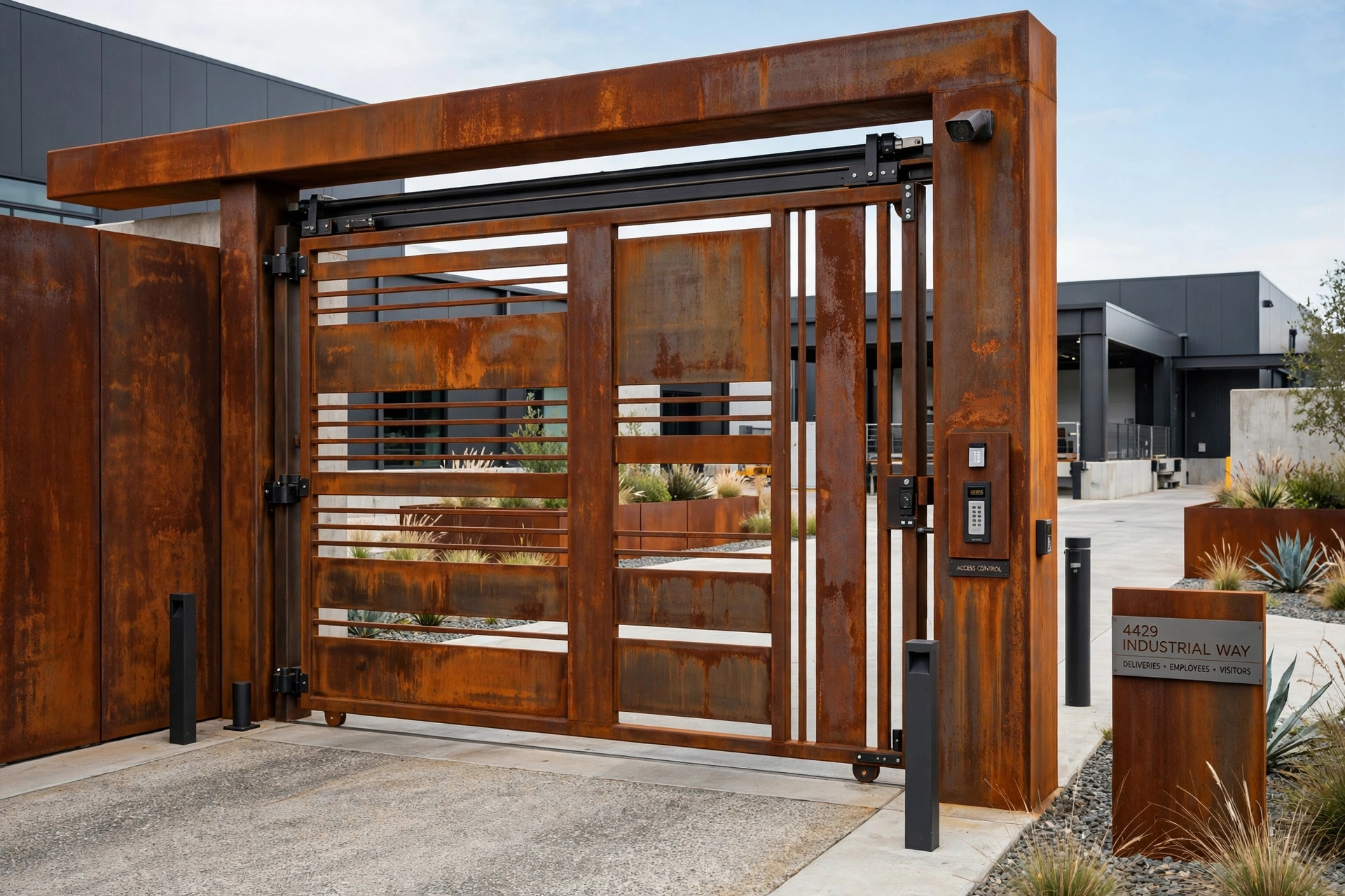Weathering steel modern main gate