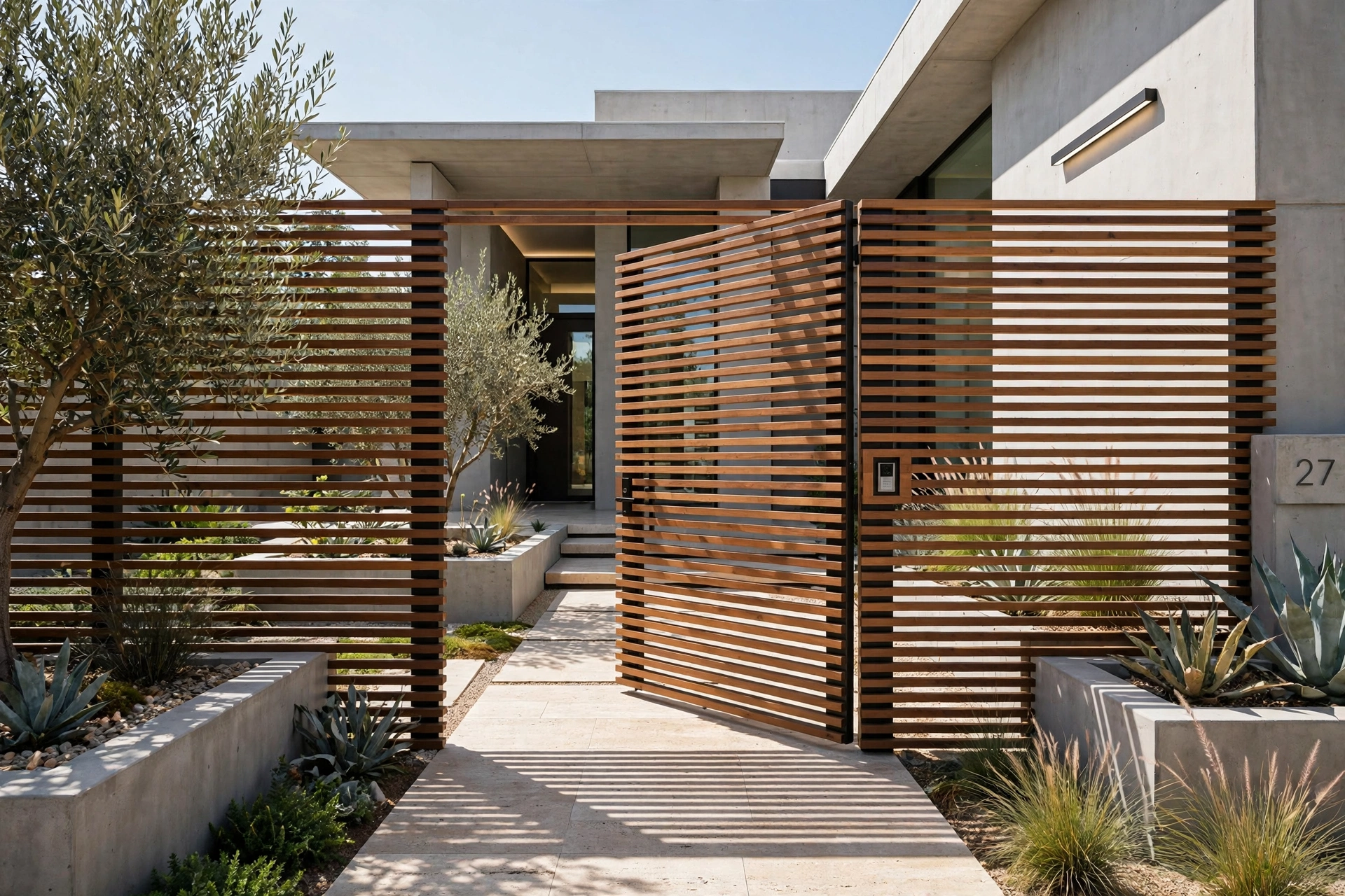 Modern gate and fence designed as one