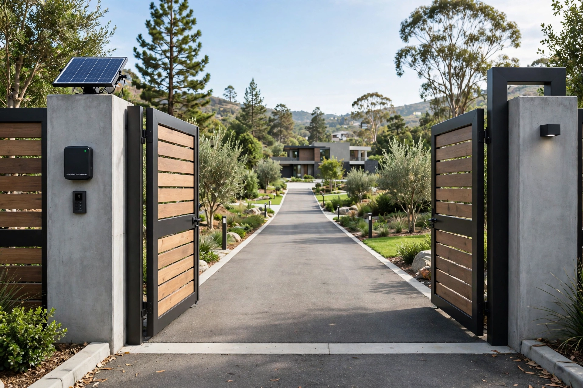 Solar-powered modern main gate