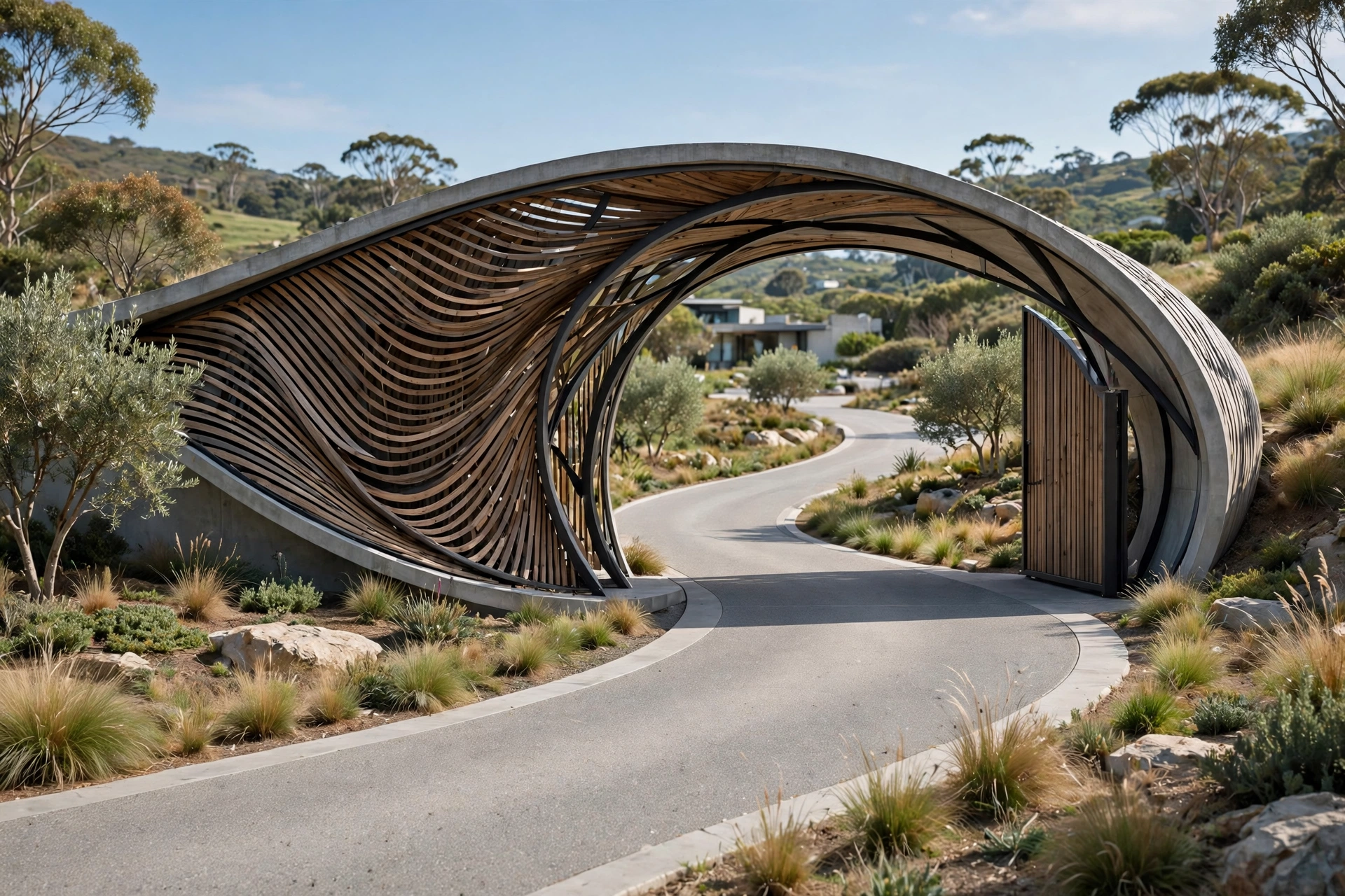 Curved modern main gate design