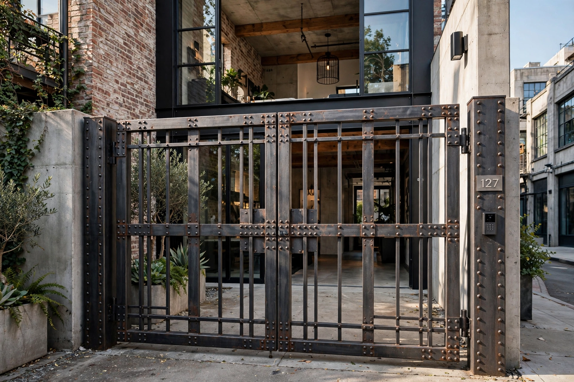 Industrial-chic modern main gate