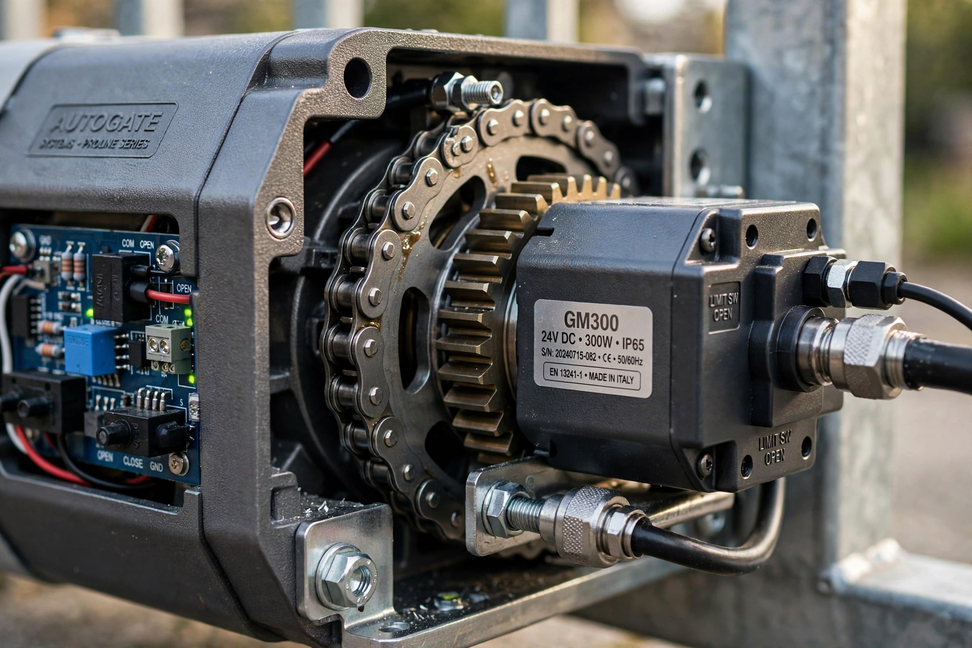Modern main gate automation motor detail