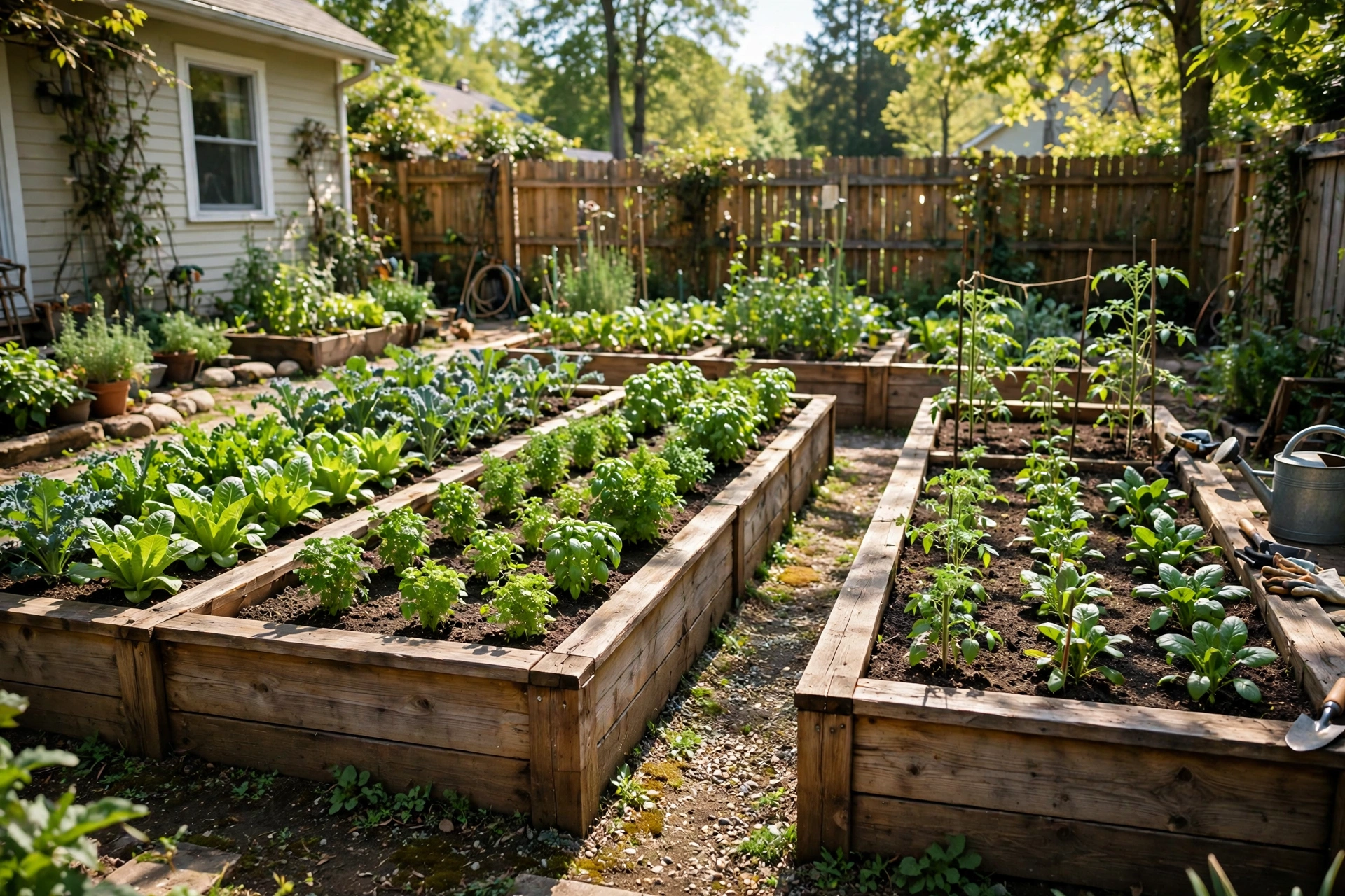 Backyard Garden Ideas: 25 Ways to Transform Your Outdoor Space 3 Backyard garden with raised vegetable beds