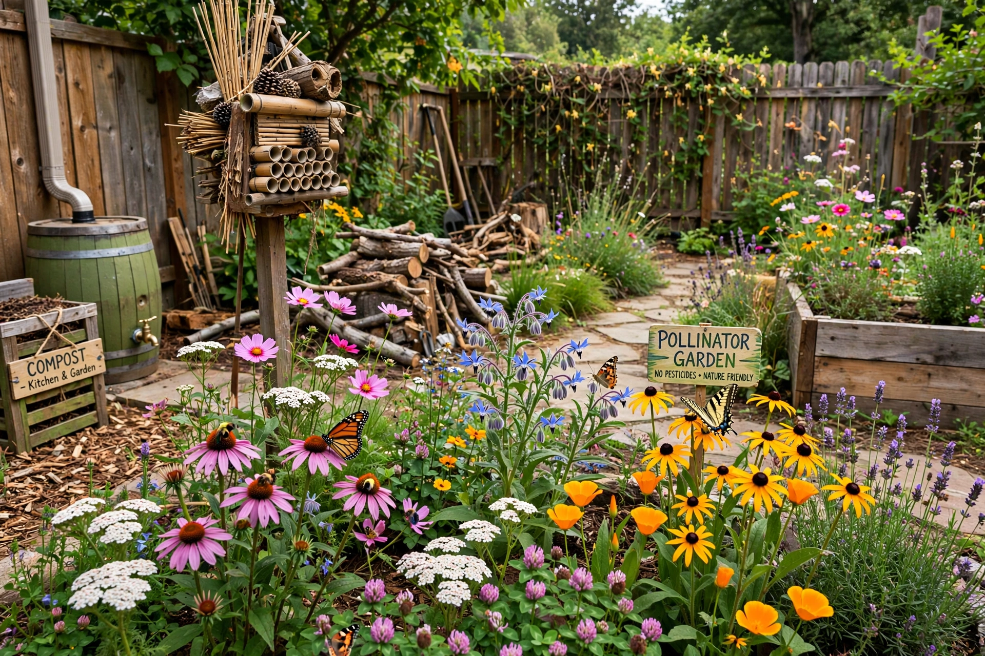 Backyard Garden Ideas: 25 Ways to Transform Your Outdoor Space 12 Backyard pollinator garden with wildflowers