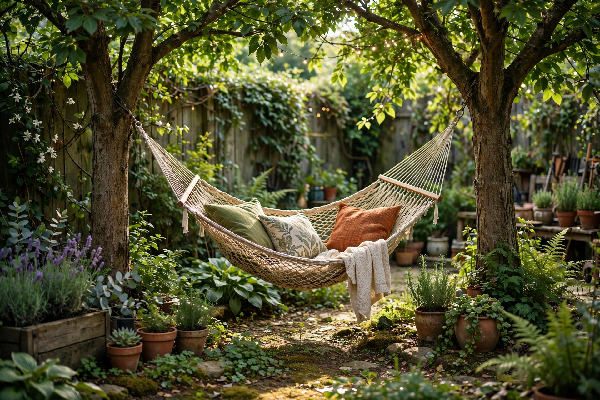 Backyard Garden Ideas: 25 Ways to Transform Your Outdoor Space 13 Backyard garden hammock corner between trees