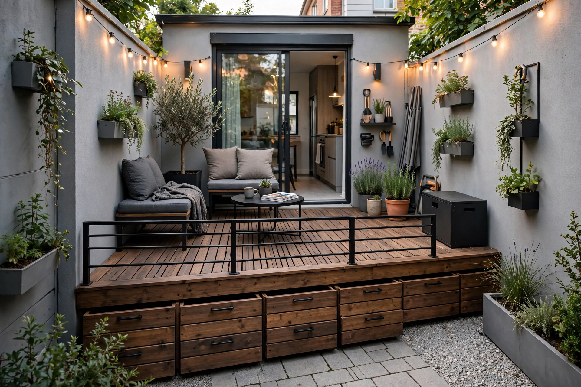 Modern Backyard Small Garden Ideas: 25 Smart Ways to Maximize a Tiny Yard 17 Raised deck with hidden storage in small garden