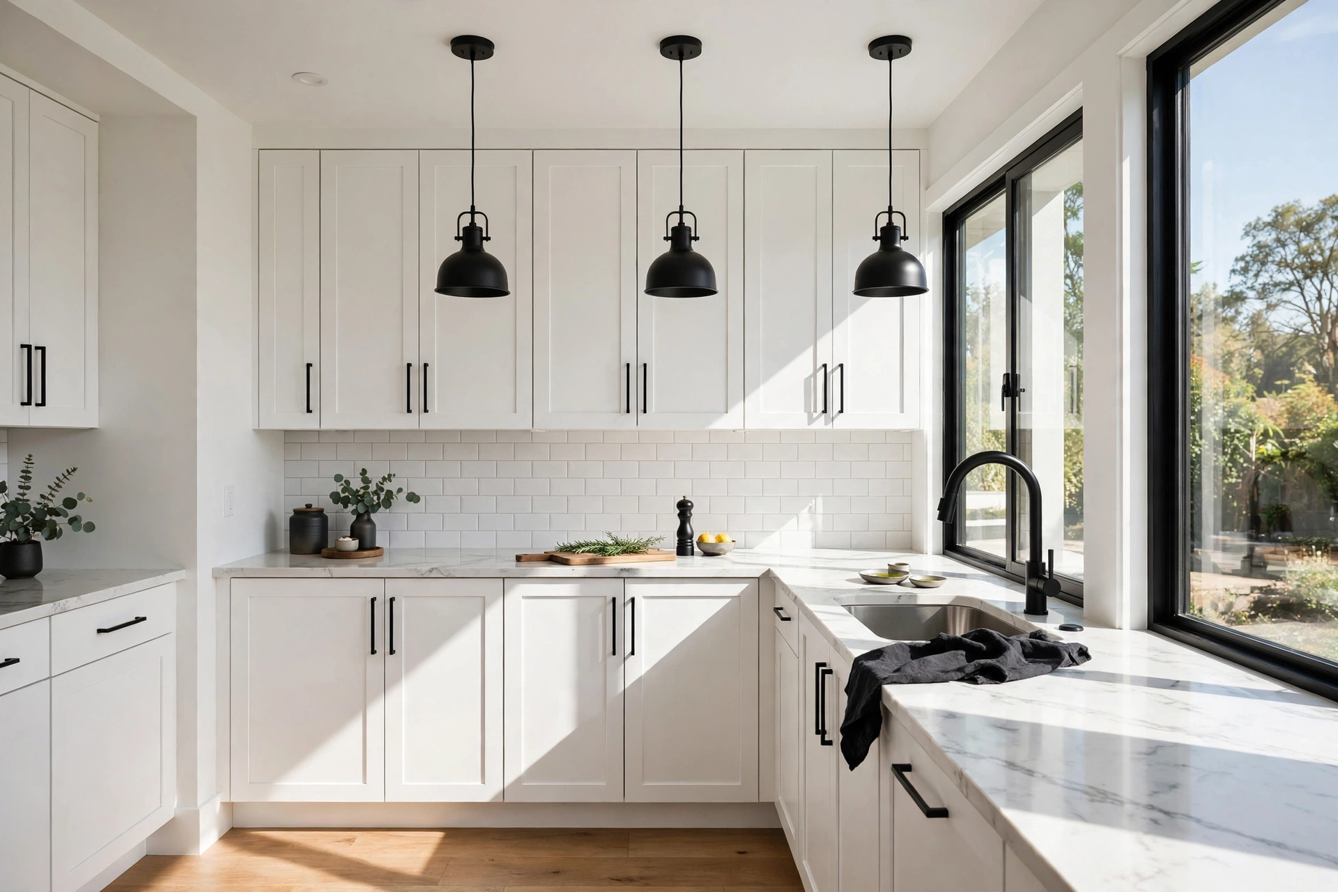 Modern kitchen with matte black fixtures