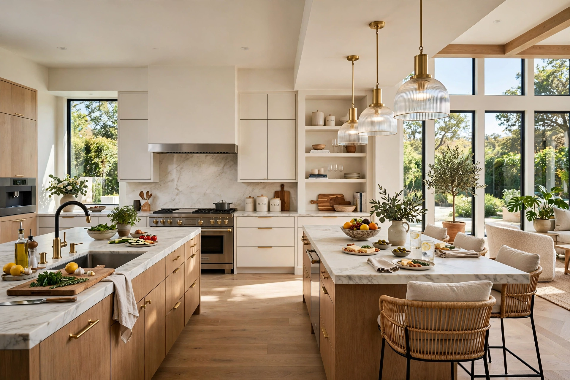 Luxury modern kitchen with double islands