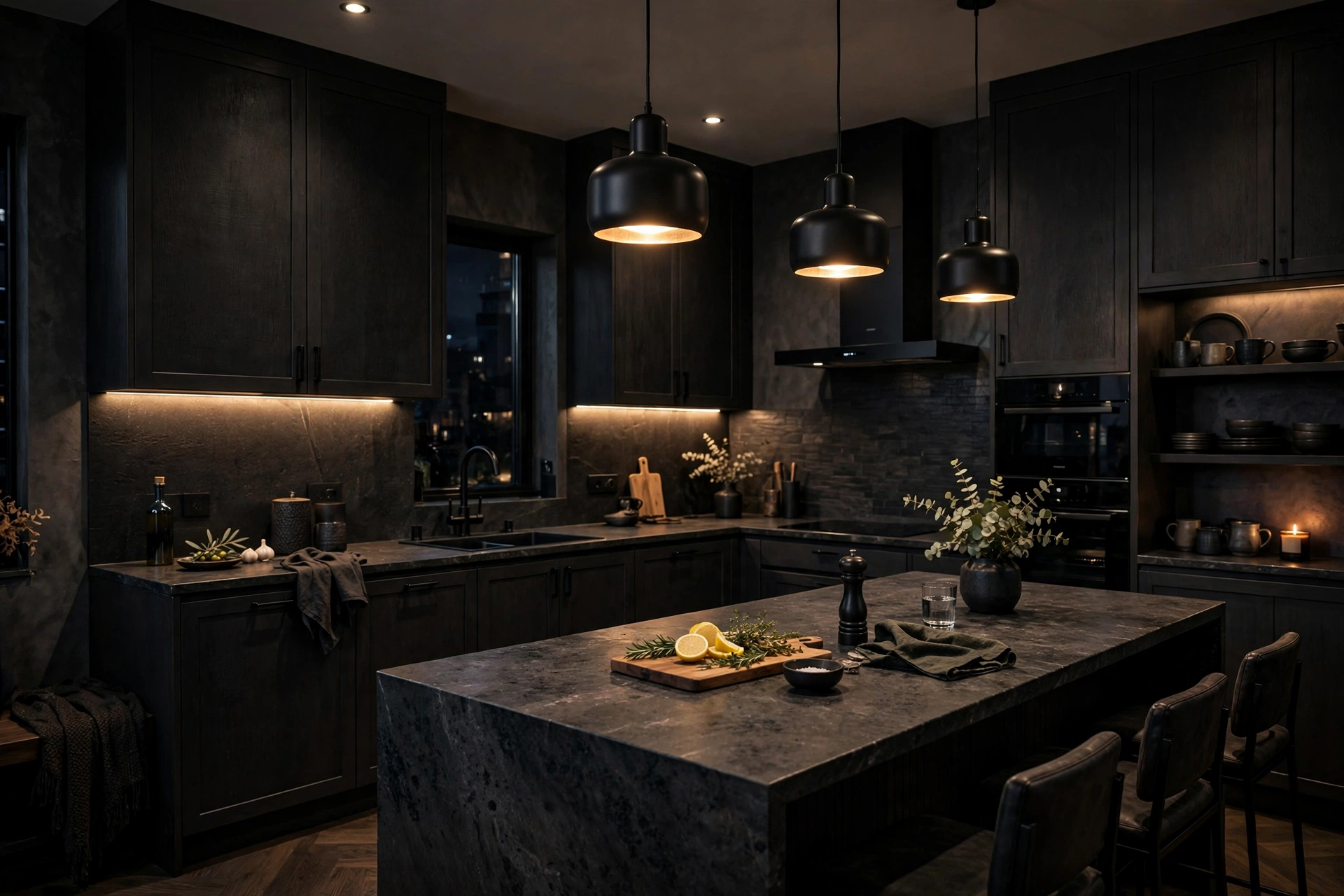 Dark moody modern kitchen design