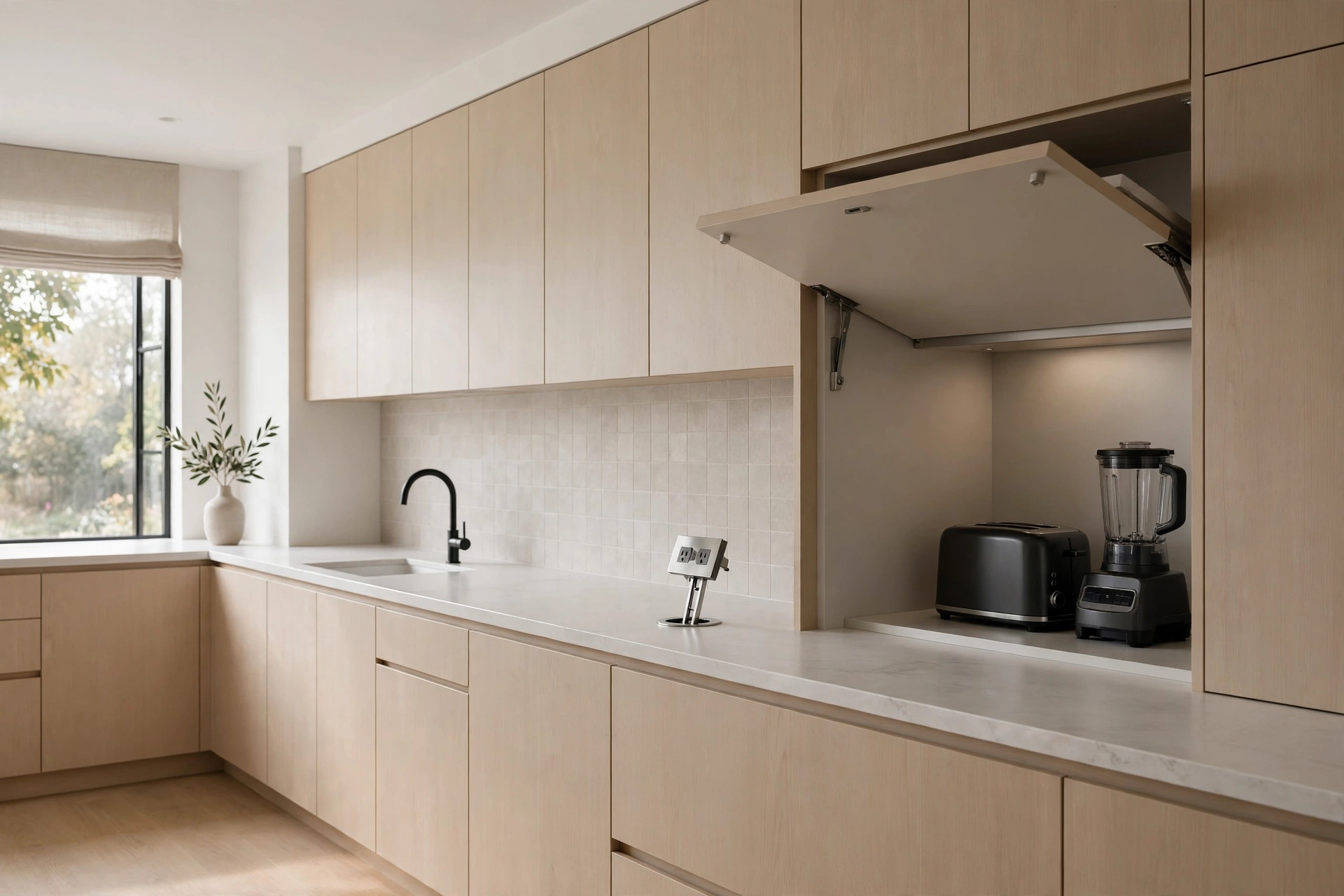 Clutter-free modern kitchen with hidden storage