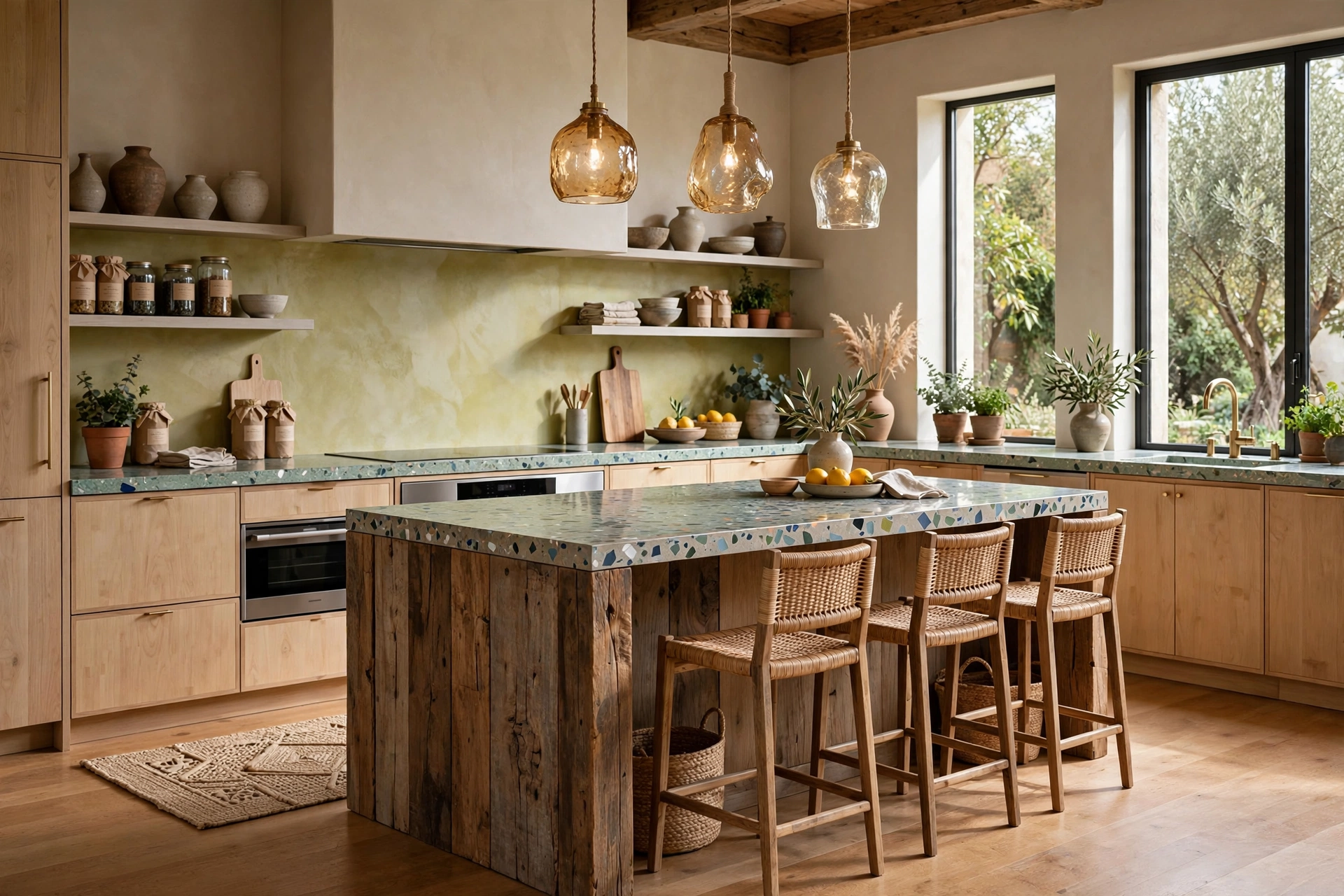 Modern kitchen with sustainable natural materials