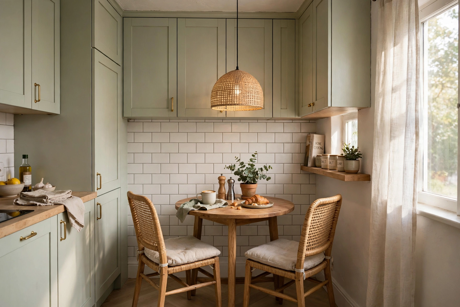Corner dining nook in small kitchen