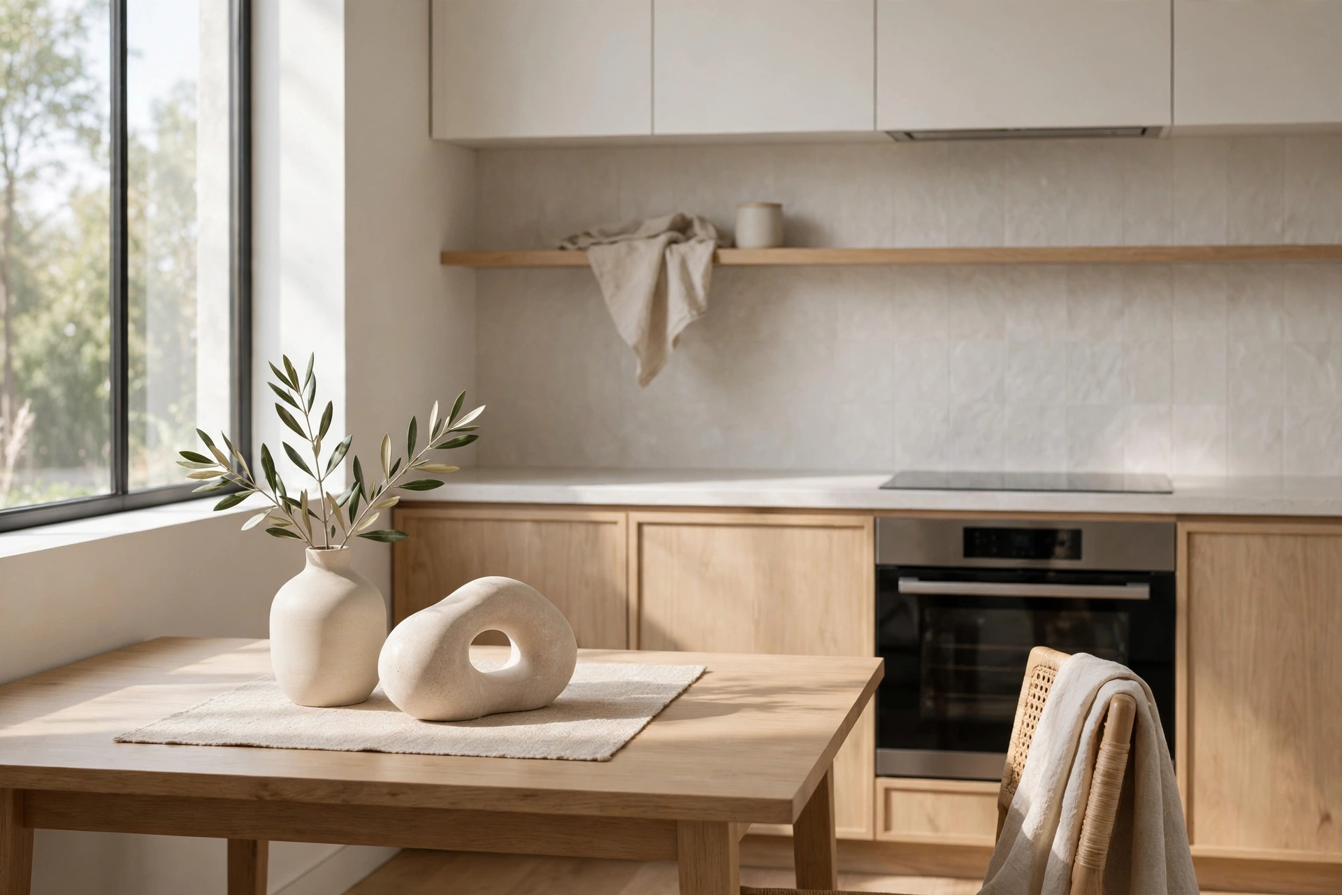 Clutter-free styled small kitchen dining table