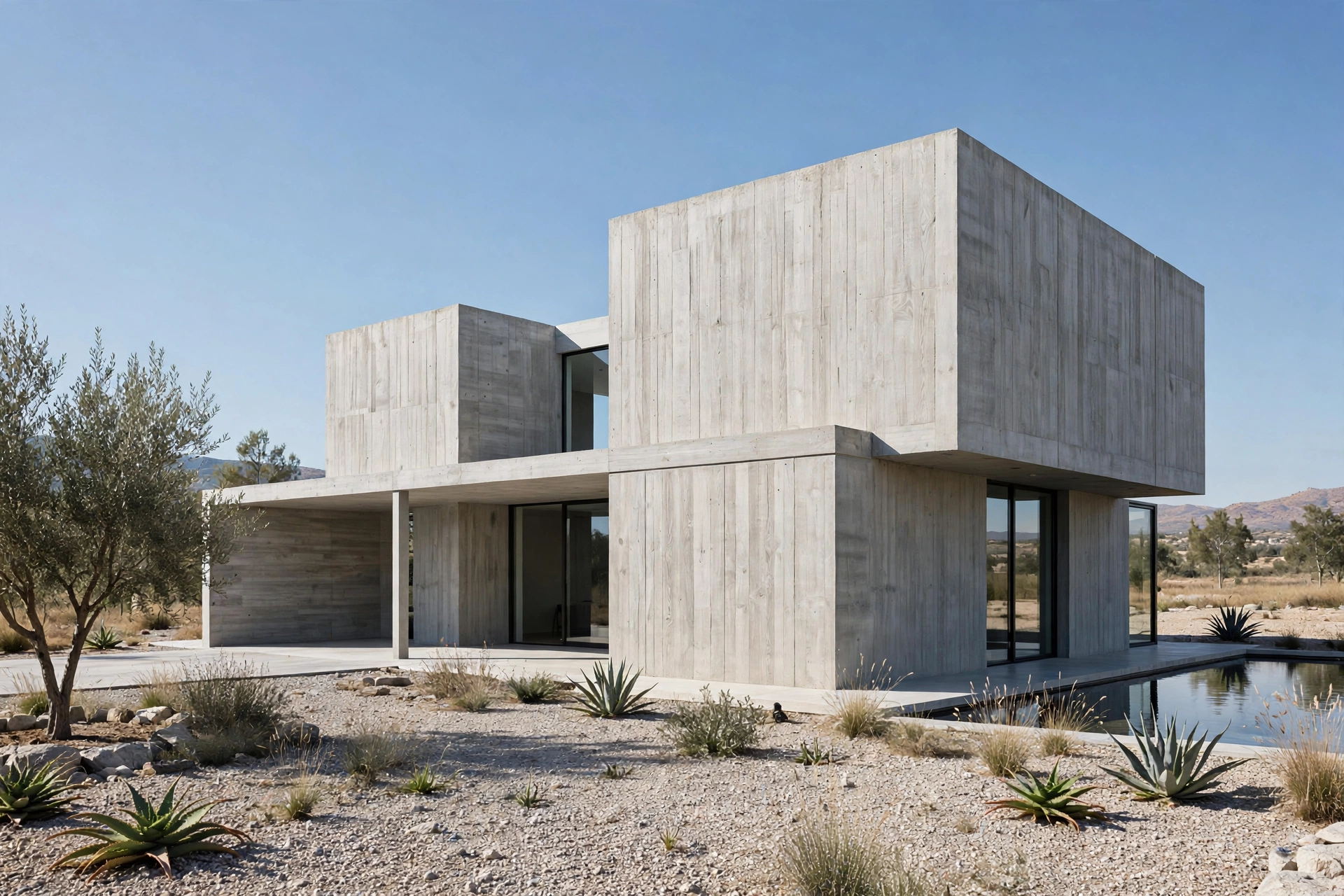 Modern Villa Exterior Design: 25 Ideas for a Striking Luxury Facade 3 Minimalist modern villa with board-formed concrete facade