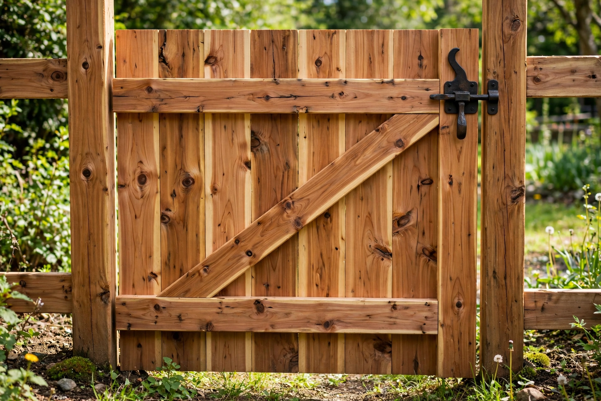 Rustic wooden front yard gate