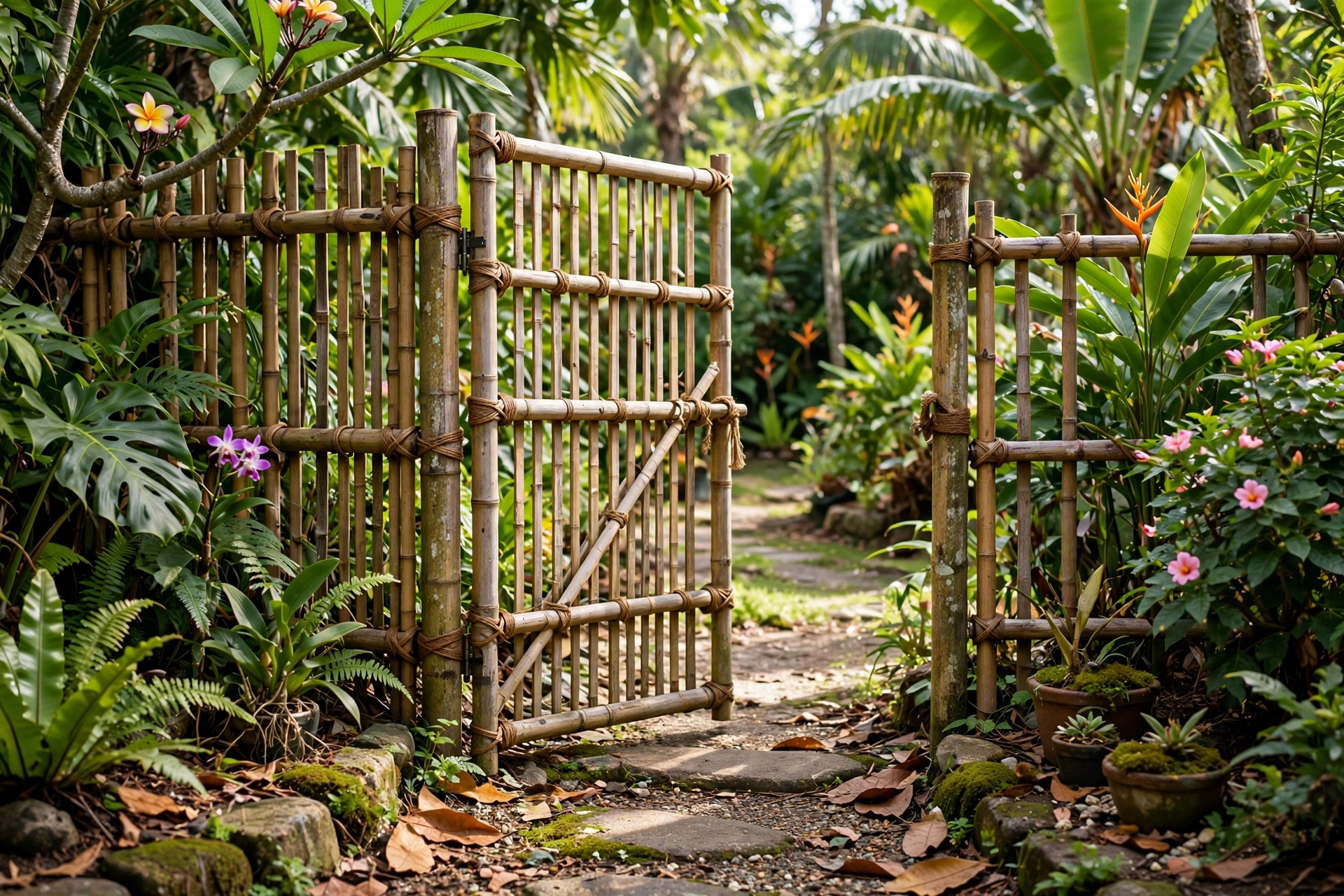 Double front yard gate for wide path