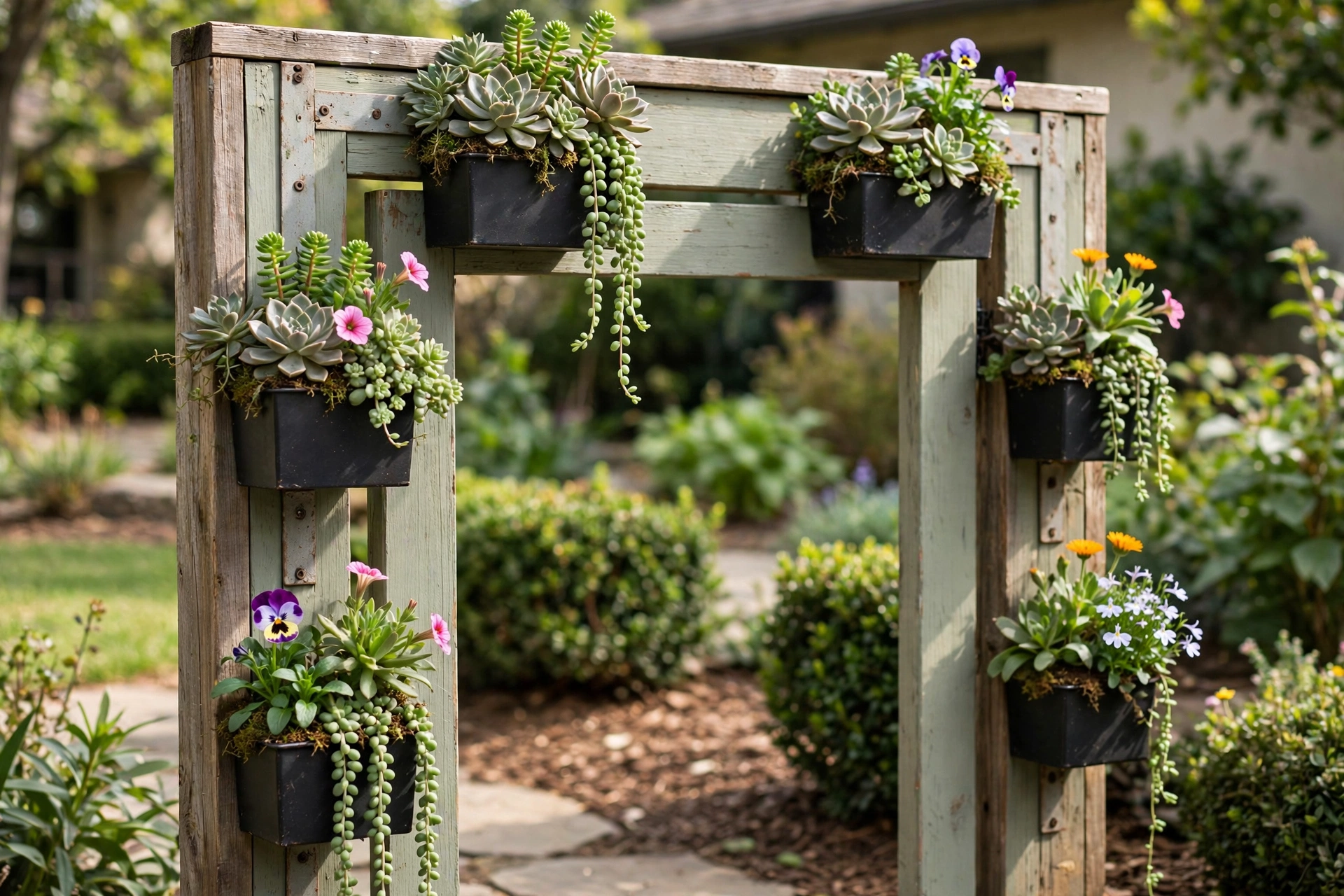 Front yard gate made from reclaimed wood