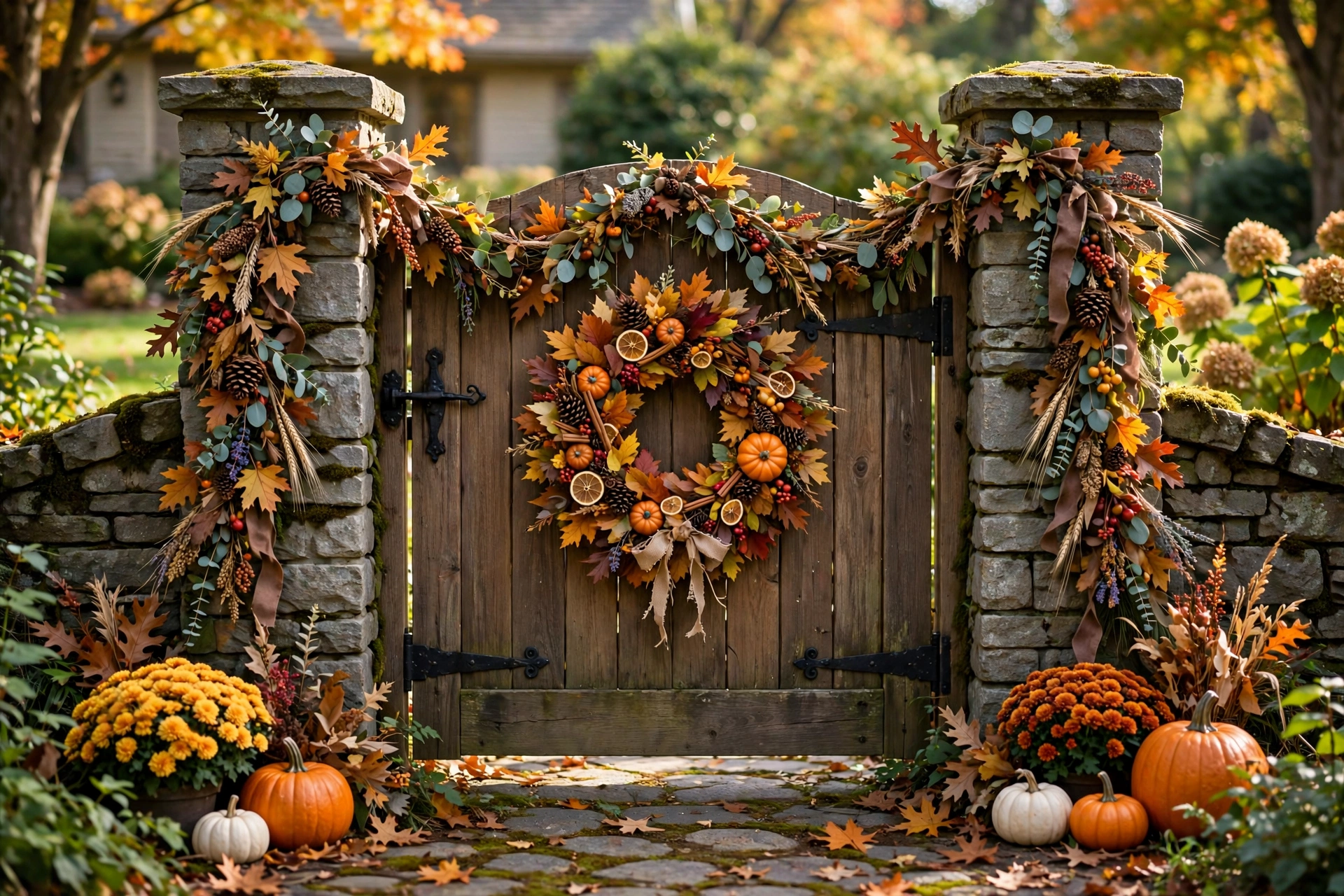 Front yard gate with clear house numbers